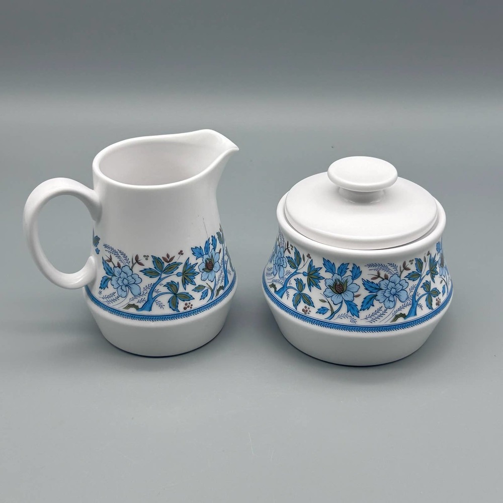 Noritake Blue Moon Porcelain Covered Sugar Bowl and Creamer Set